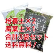 オーロラ培養土×2袋 ＋ オーロラ腐葉土×1袋　合計3袋 送料無料